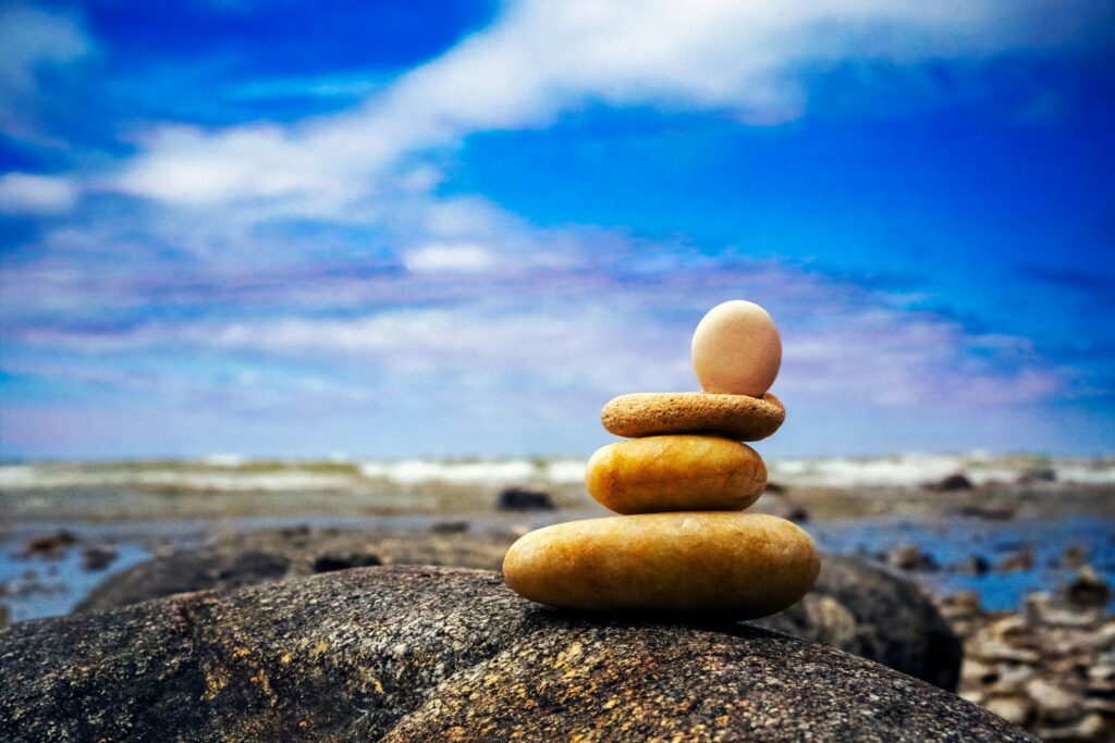 stones built up upon each other on the beach