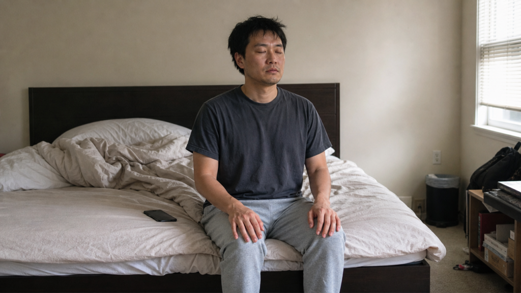 Practising with the phone face-down — the version of the practice a meditation app cannot log or score