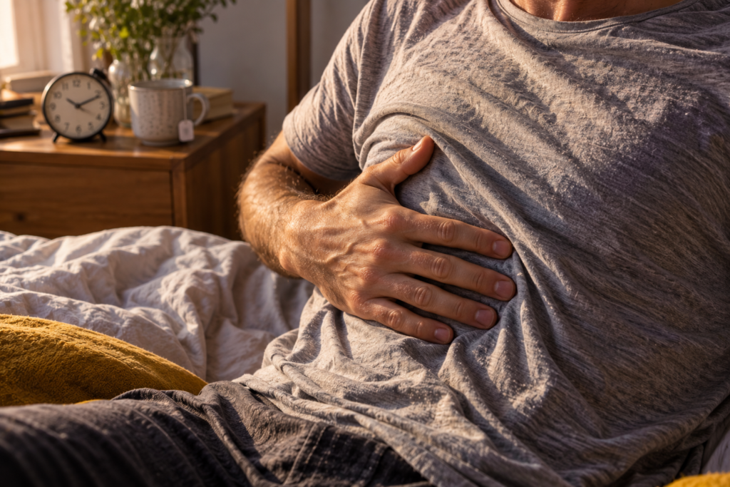 Hand on the ribs during a cyclic sighing breath